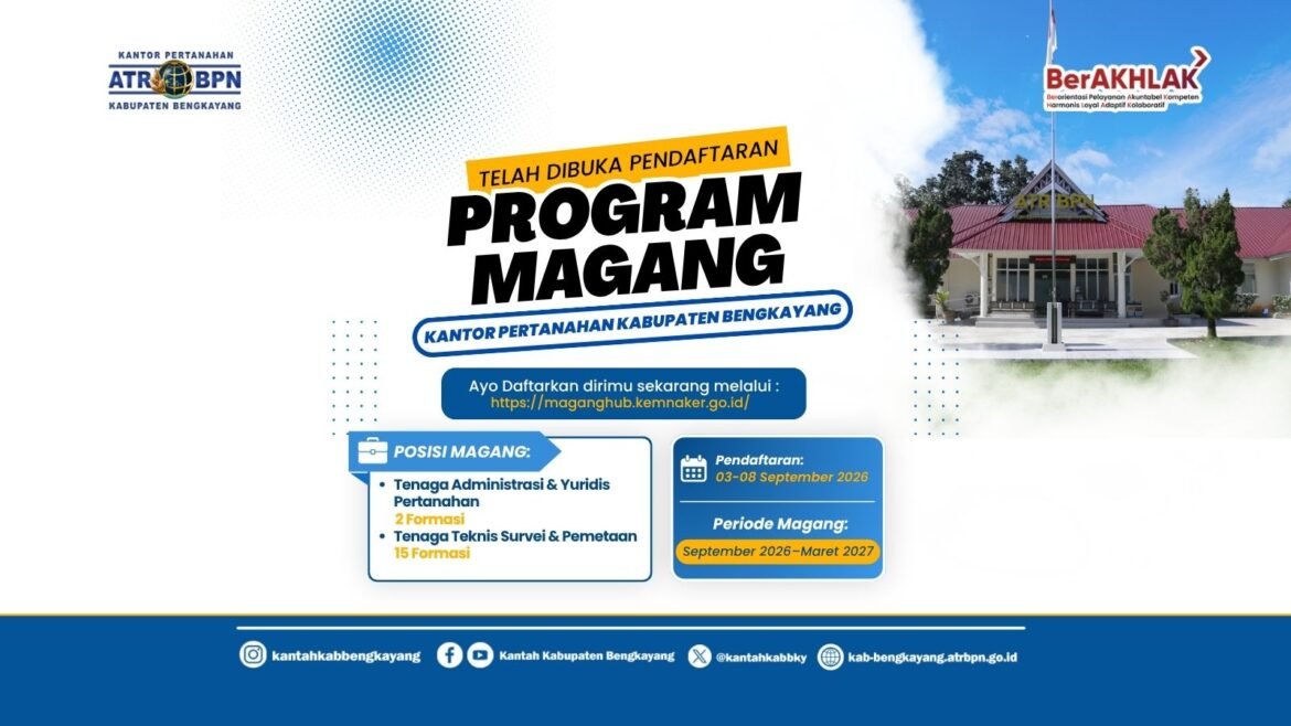 Kantor Pertanahan Kabupaten Bengkayang Buka 17 Formasi Program MagangHub Kemnaker Batch 2